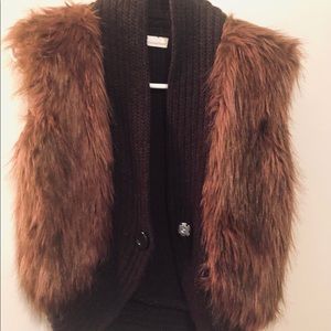 Knit Vest with Faux Fur
